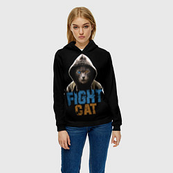 Толстовка-худи женская Бойцовский кот, цвет: 3D-черный — фото 2