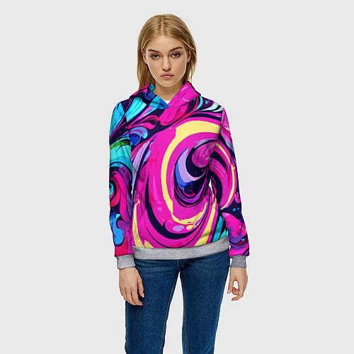 Женская толстовка Сине-розовый узор / 3D-Меланж – фото 3