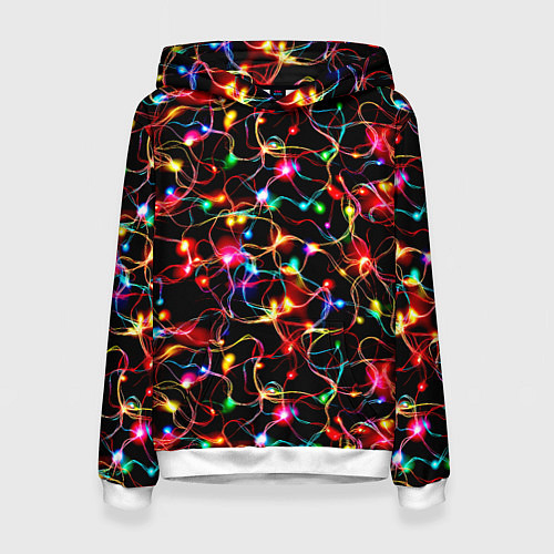 Женская толстовка Новогодние гирлянды / 3D-Белый – фото 1
