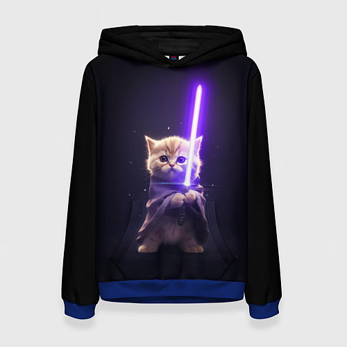 Женская толстовка Котик джедай / 3D-Синий – фото 1