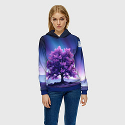 Толстовка-худи женская Фиолетовое дерево, цвет: 3D-синий — фото 2