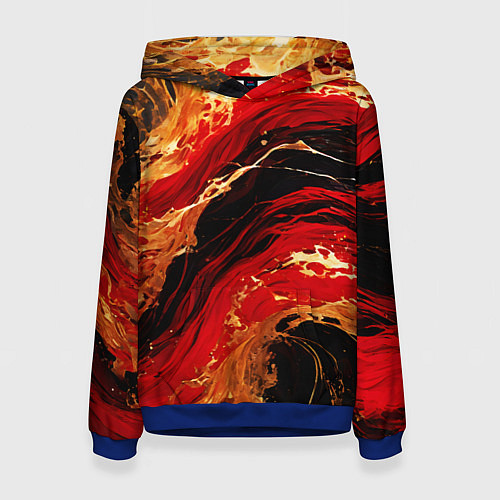 Женская толстовка Красно-золотые брызги на чёрном фоне / 3D-Синий – фото 1