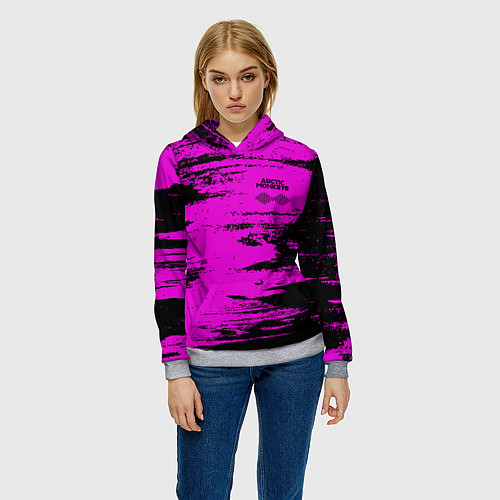 Женская толстовка Arctic Monkeys - Розовые разводы / 3D-Меланж – фото 3