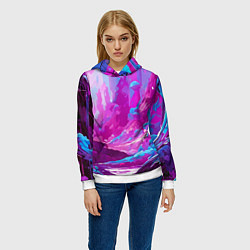 Толстовка-худи женская Фиолетовая кислотная абстракция, цвет: 3D-белый — фото 2