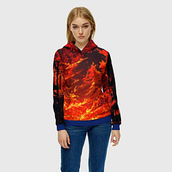 Толстовка-худи женская Багровый огненный закат, цвет: 3D-синий — фото 2