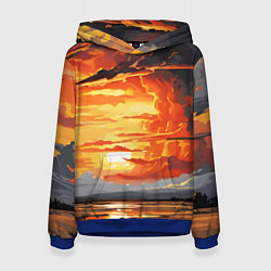 Толстовка-худи женская Багровый закат, цвет: 3D-синий