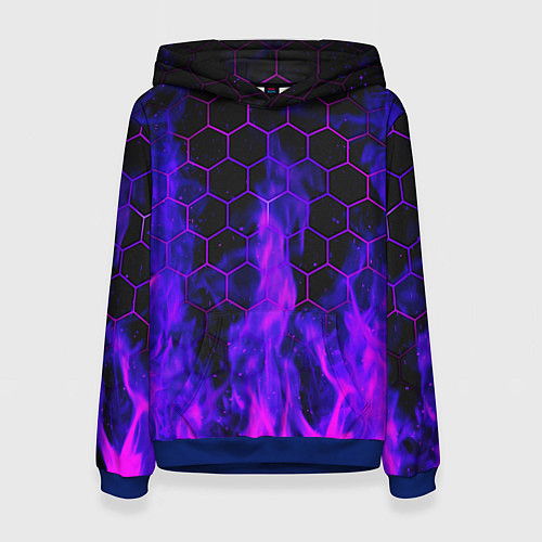 Женская толстовка Неоновый огонь и соты / 3D-Синий – фото 1