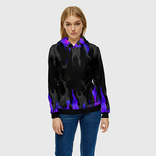 Женская толстовка Неоновый огонь и дым / 3D-Черный – фото 3