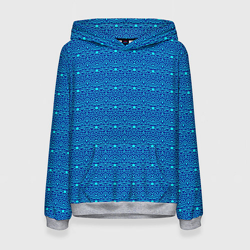 Женская толстовка Сине-голубой узор / 3D-Меланж – фото 1