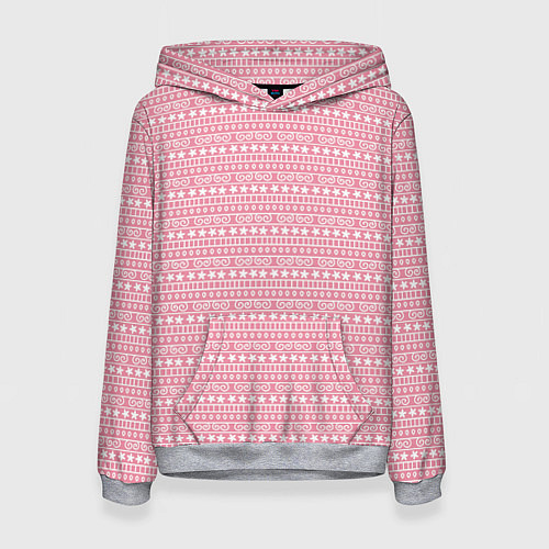 Женская толстовка Розовый с белым простой узор / 3D-Меланж – фото 1