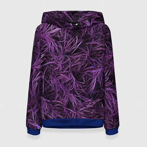 Женская толстовка Фиолетовая трава на чёрном фоне / 3D-Синий – фото 1