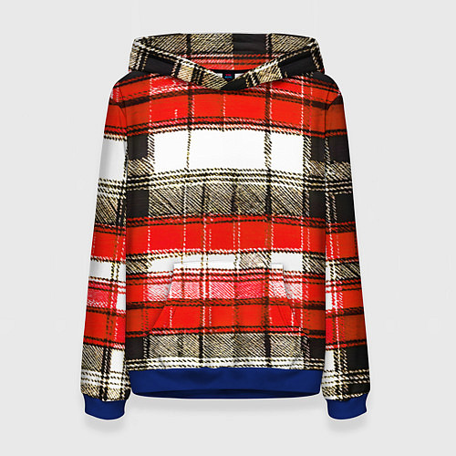 Женская толстовка Чёрные полосы на красно-белом фоне / 3D-Синий – фото 1