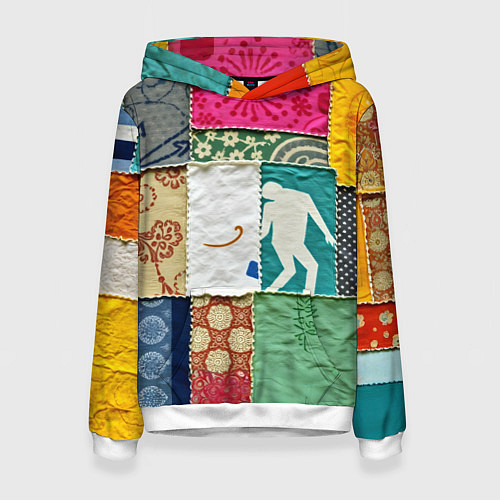 Женская толстовка Пэчворк с человечком / 3D-Белый – фото 1