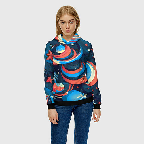 Женская толстовка Абстракция ёлочных игрушек / 3D-Черный – фото 3