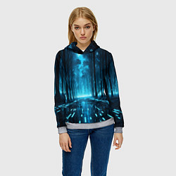 Толстовка-худи женская Синий цифровой лес, цвет: 3D-меланж — фото 2