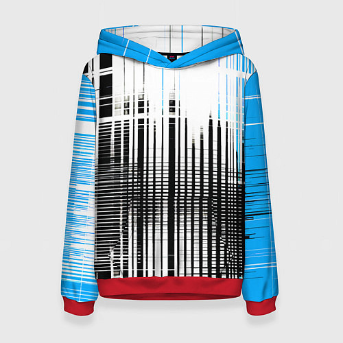 Женская толстовка Сине-чёрный гранж на белом фоне / 3D-Красный – фото 1