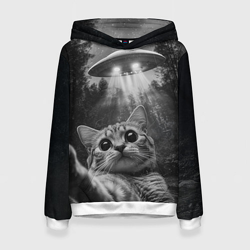 Женская толстовка Котик и НЛО / 3D-Белый – фото 1