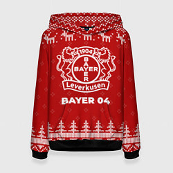 Толстовка-худи женская Новогодний Bayer 04 с оленями, цвет: 3D-черный