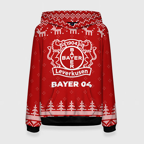 Женская толстовка Новогодний Bayer 04 с оленями / 3D-Черный – фото 1