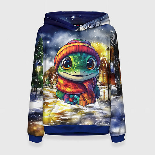 Женская толстовка Новогодняя змейка милая / 3D-Синий – фото 1