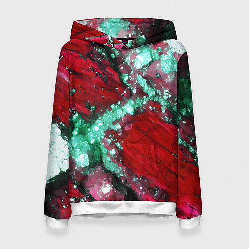 Женская толстовка Голубой минерал в красном камне / 3D-Белый – фото 1