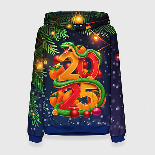 Женская толстовка Змея и мандарины 2025 / 3D-Синий – фото 1