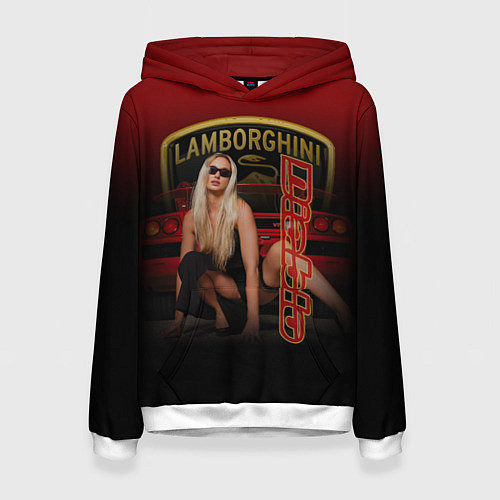 Женская толстовка Девушка и Lamborghini / 3D-Белый – фото 1