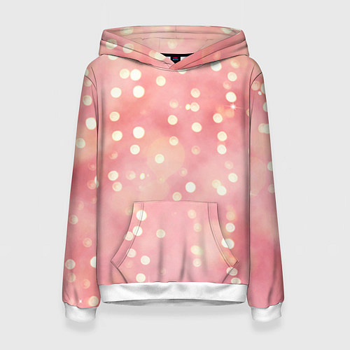 Женская толстовка Сияние праздничных огоньков на розовом фоне / 3D-Белый – фото 1