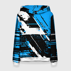 Женская толстовка Diagonal black and white stripes on a blue backgro