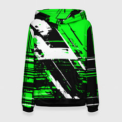 Женская толстовка Diagonal black and white stripes on a green backgr