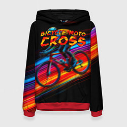Толстовка-худи женская Bicycle moto cross, цвет: 3D-красный