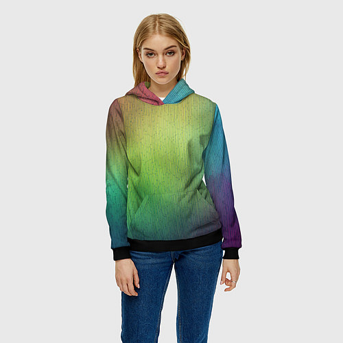 Женская толстовка Цветной металл с градиентом / 3D-Черный – фото 3
