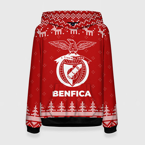 Женская толстовка Новогодний Benfica с оленями / 3D-Черный – фото 1