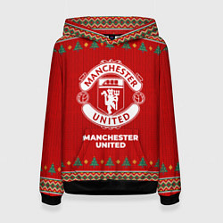 Толстовка-худи женская Manchester United new year, цвет: 3D-черный