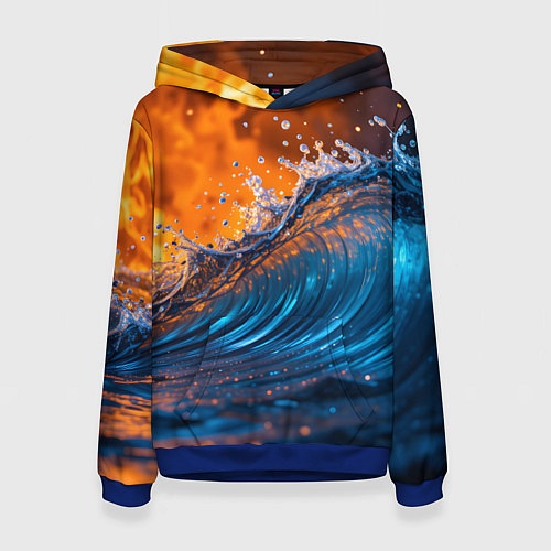 Женская толстовка Волна и огонь / 3D-Синий – фото 1