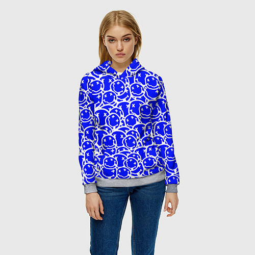 Женская толстовка Nirvana logo blue / 3D-Меланж – фото 3