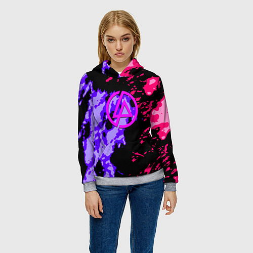 Женская толстовка Linkin park огненные краски / 3D-Меланж – фото 3