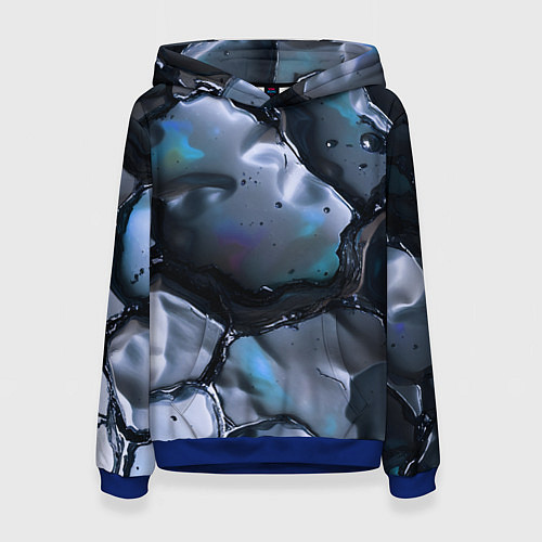 Женская толстовка Жидкая субстанция серая / 3D-Синий – фото 1