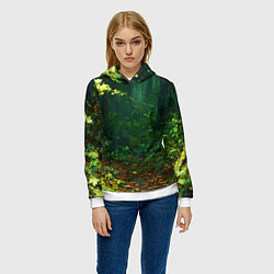 Толстовка-худи женская Зелёный летний лес, цвет: 3D-белый — фото 2