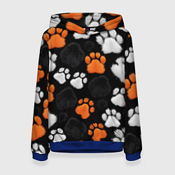 Толстовка-худи женская Мохнатые лапки, цвет: 3D-синий
