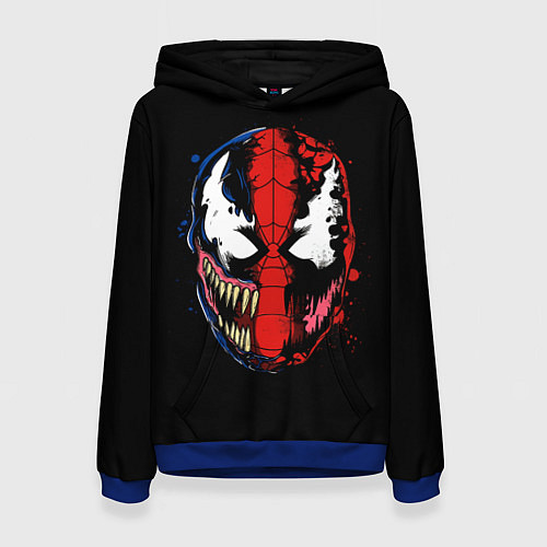 Женская толстовка Веном Карнаж и Человек паук / 3D-Синий – фото 1