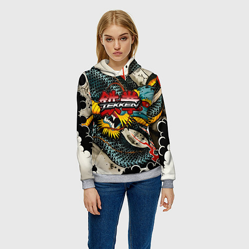 Женская толстовка Tekken dragon tatoo / 3D-Меланж – фото 3