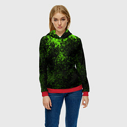 Толстовка-худи женская Зеленые брызги красок, цвет: 3D-красный — фото 2