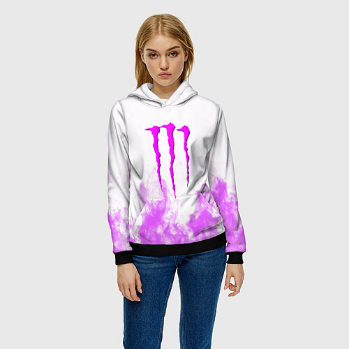 Женская толстовка Monster energy neon flame / 3D-Черный – фото 3