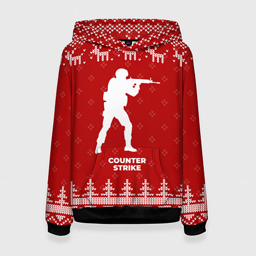 Женская толстовка Новогодний Counter Strike с оленями / 3D-Черный – фото 1