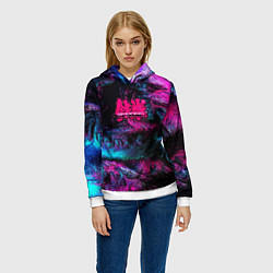 Толстовка-худи женская Tekken neon colors, цвет: 3D-белый — фото 2