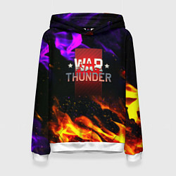Толстовка-худи женская Warthunder neon flame, цвет: 3D-белый