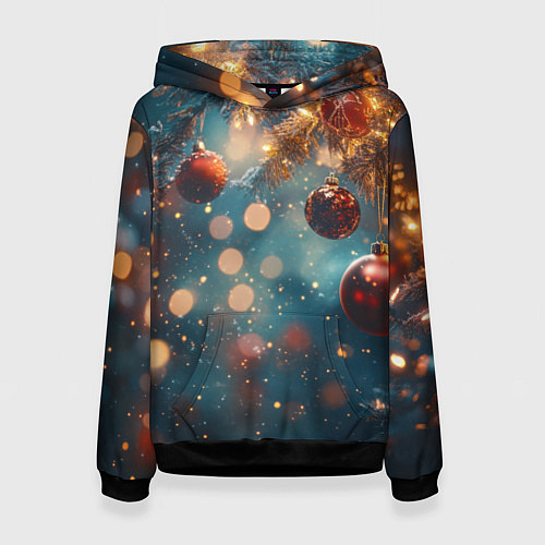 Женская толстовка Новый год боке стиль / 3D-Черный – фото 1