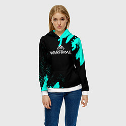 Толстовка-худи женская Warframe краски голубые, цвет: 3D-белый — фото 2