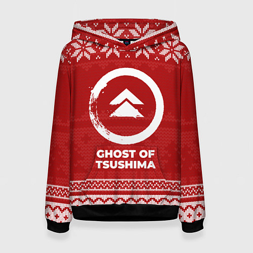 Женская толстовка Новогодний Ghost of Tsushima / 3D-Черный – фото 1